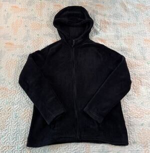 Basic Editions Black Fleece Zip Up Hoodie Women’s L Cozy Jacket